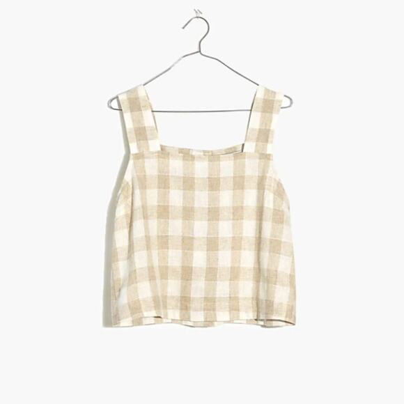 Madewell Linen-Blend Sunside Button-Back Top: Undyed Edition - Picture 1 of 7